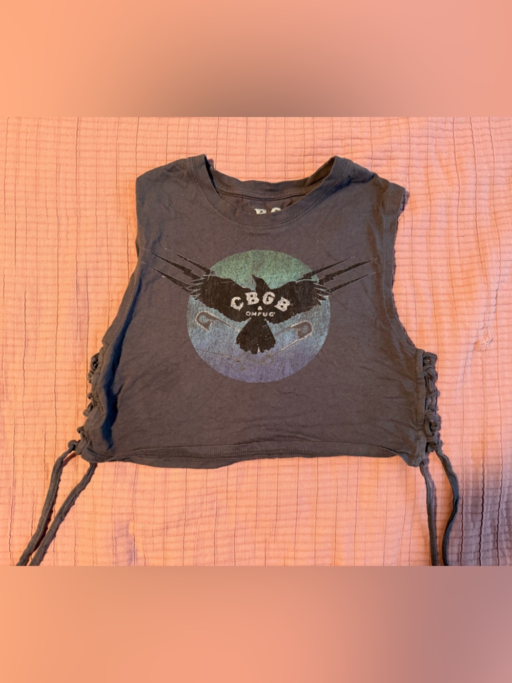 CBGB Black Cropped Tie-Side Tank Top